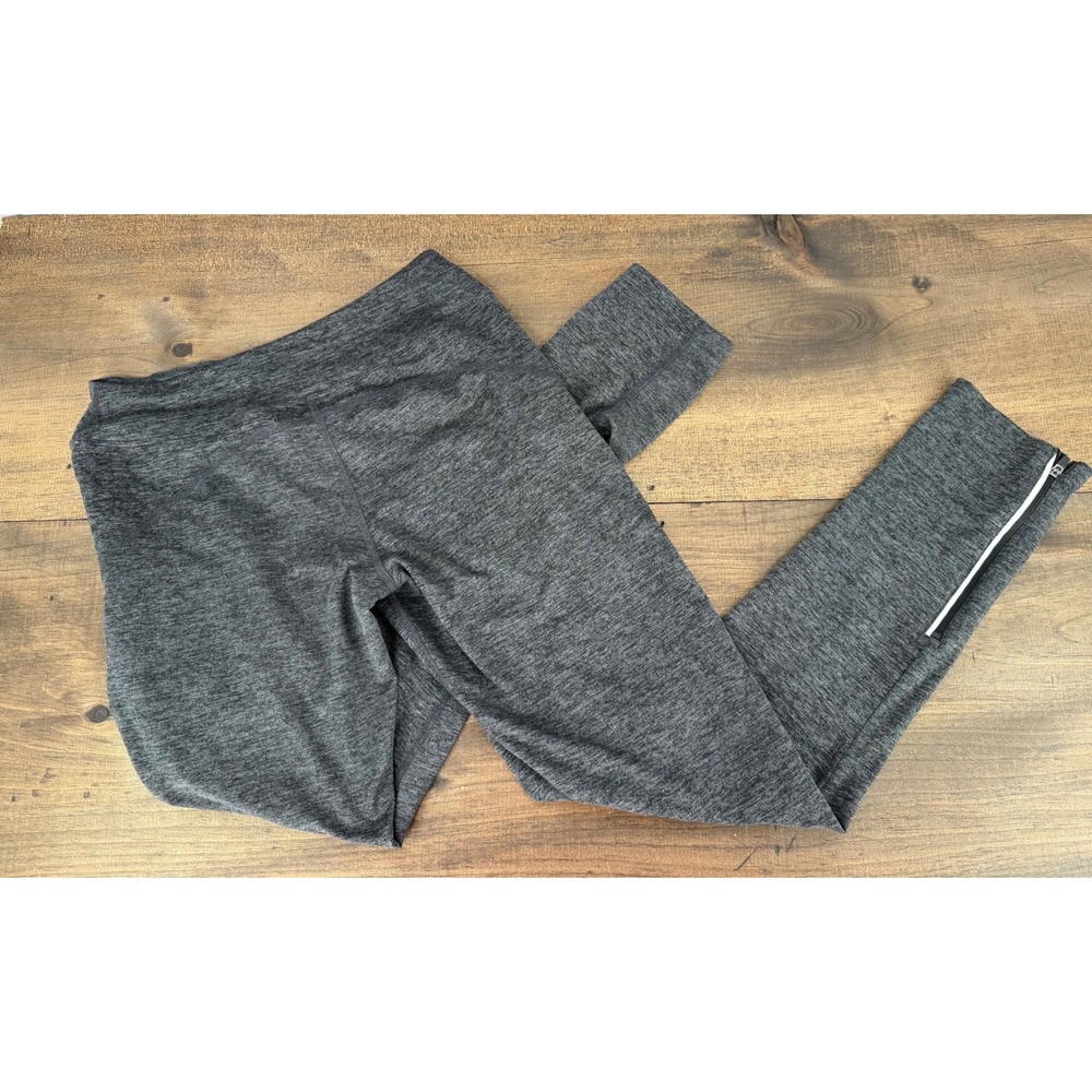 Rabbit Womens Gray Heather‎ Space Dye Athletic Running Leggings Ankle Zip Small